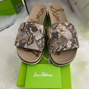 Sam Edelman “Adaley” WHT/TFFL Snake Print Slides🐍